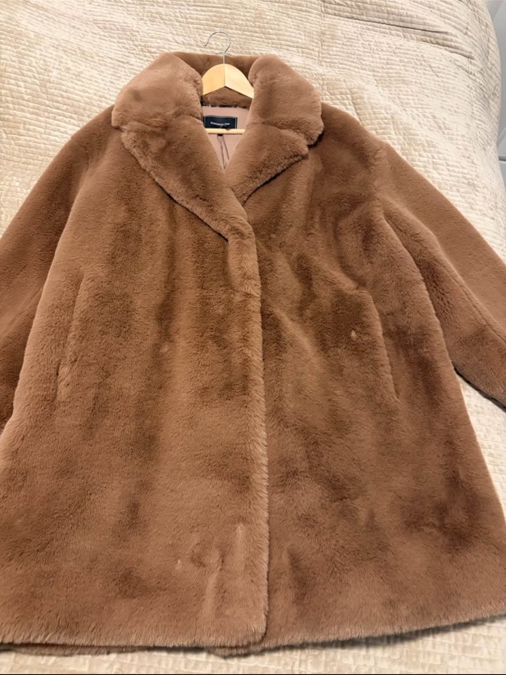 BCBGMaxAzria Plush Teddy Faux Fur Coat in Chestnut Brown